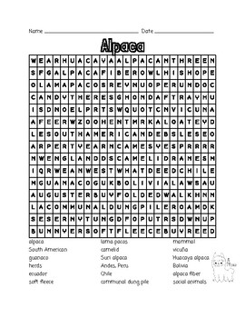 Alpaca Word Search by Learning is Lots of Fun TPT