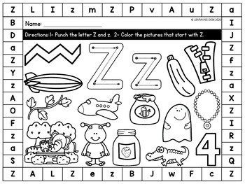 alphabet worksheets a z kindergarten letter recognition color and punch