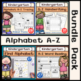 Alphabet A-Z Bundle Kindergarten Tracing ,Coloring ,Cut & 