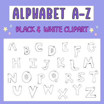 Preview of Alphabet  A-Z Clip art l Black and White Clipart | 26 Clipart