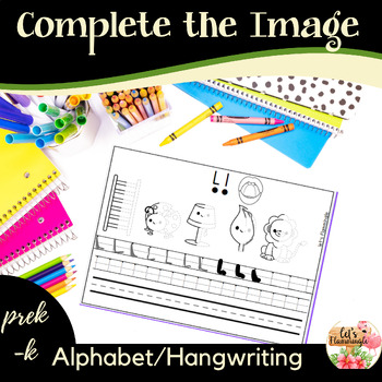 Preview of Alphabet A-Z Complete the Image Symmetry Handwriting Tracing Practice Worksheets