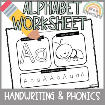 Preview of Handwriting and Phonics Worksheet | Trace, Color, and Circle Uppercase Letters
