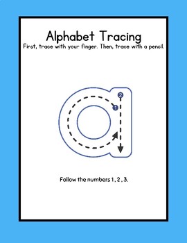 Preview of Alphabet A-Z Lowercase Letter Tracing: Trace with Finger then Pencil Handwriting