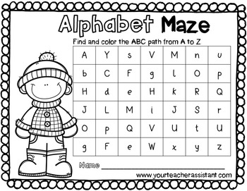 alphabet a z maze by your teacher assistant teachers pay teachers