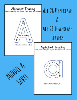 Preview of Alphabet A-Z Tracing Bundle ALL Uppercase Lowercase Letters Handwriting Capitals