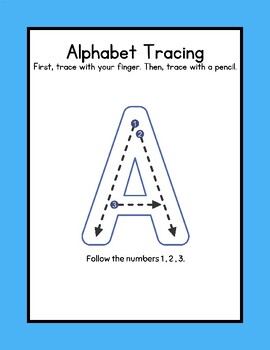 Preview of Alphabet A-Z Uppercase Letter Tracing Trace Finger & Pencil Handwriting Capitals