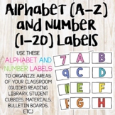 Alphabet (A-Z) and Number (1-20) Labels
