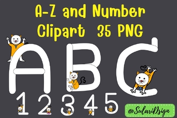 Preview of Alphabet A-Z and number in orange cat theme