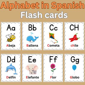 Alphabet A-Z flash cards in spanish for kids. by lina teaching | TPT
