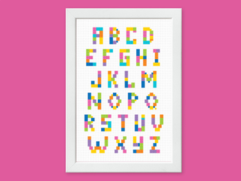 Preview of Alphabet A-Z letters with creative brick font, educational classroom decor