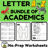Alphabet A to Z BUNDLE-Worksheets-Writing-Math-Sound Recog