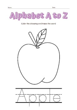 Preview of Alphabet A to Z Coloring Works Alphabet A to Z Coloring Worksheet Setheet Set