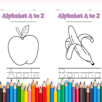 Preview of Alphabet A to Z Coloring Worksheet Set