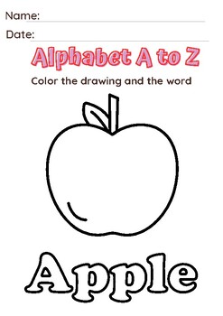 Preview of Alphabet A to Z Coloring Worksheet Set For Kids