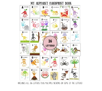 Preview of Alphabet A to Z Handprint Art Craft Printable Templates / Learning ABC's