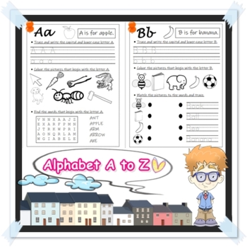 Preview of Alphabet A to Z activity practice worksheets no prep.