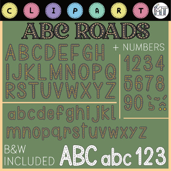 Preview of Alphabet ABC A-Z Road Shapes Clipart  | Letters & Numbers Clipart | CU Clipart
