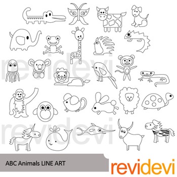 black and white animals clipart