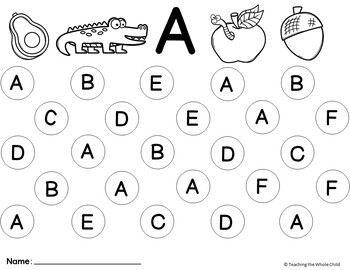 preschool worksheets alphabet letter dot marker activities tpt