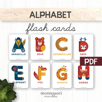 Preview of Alphabet  ABC Flash Cards Animal Theme Printable for Preschool and Kindergarten