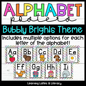 Preview of Alphabet ABC Posters Neon Brights Classroom Decor | Kindergarten Preschool Decor