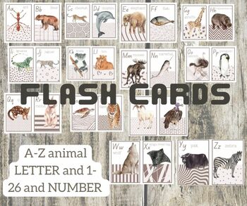 Preview of Alphabet ANIMAL FLASHCARDS- a-z and number teaching cards | classroom decor