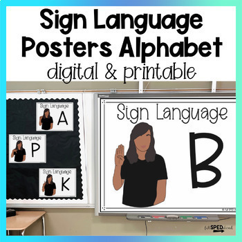 Preview of Alphabet ASL Sign Language Google Slides Digital Lesson and Posters