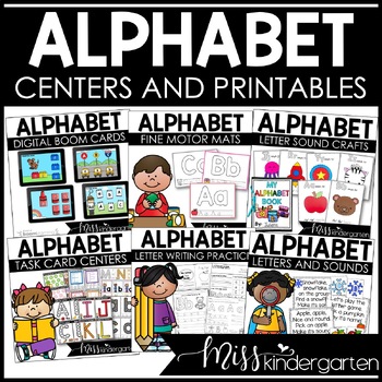 Preview of Alphabet Centers and Games Alphabet Worksheets and Practice Activities Bundle