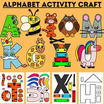 Preview of Alphabet Activities Crafts ABC Uppercase Letter Crafts for Kindergarten