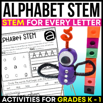 Preview of Kindergarten STEM Activities Alphabet STEM Challenges