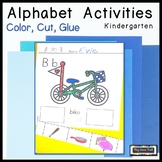 Alphabet Activities Kindergarten Color Cut Glue