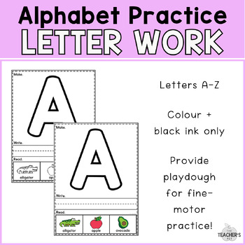 Alphabet Activities | Playdough Letter Mats with Writing and Reading