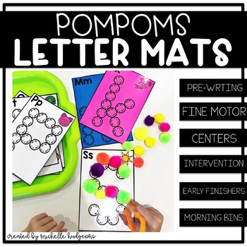 Preview of Alphabet Activities | PomPom Letter Mats task cards | Fine Motor
