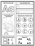Alphabet Activities Worksheets AZ Set for Kindergarten