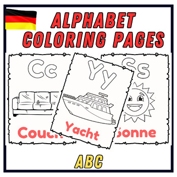 Preview of Alphabet Activities Worksheets-Coloring Book-Coloring Pages-Letters A-Z German