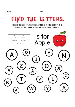 Preview of Alphabet Activities Worksheets - Find, Trace & Color the Letter A to Z Alphabet