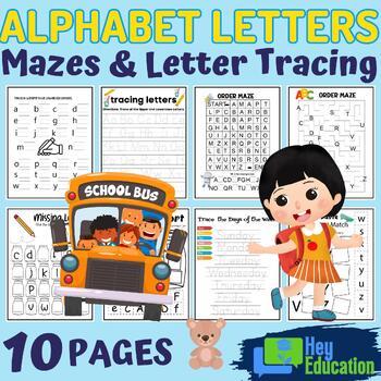 Alphabet Activities Worksheets - Order Mazes - Letter Recognition Tracing