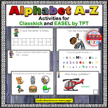 Preview of Digital Alphabet Activities for Classkick and Easel by TPT