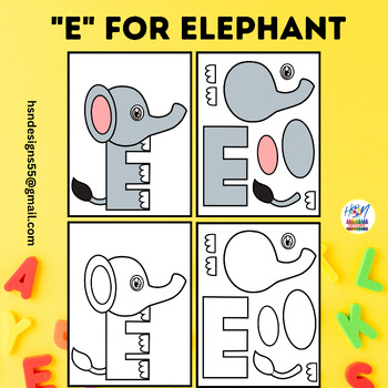 Preview of Alphabet Activity Craft : "E" for Elephant | Uppercase Letter "E" Craft