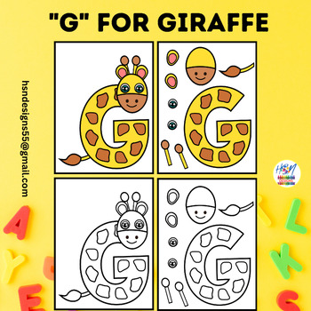 Preview of Alphabet Activity Craft : "G" for Giraffe | Uppercase Letter "G" Craft