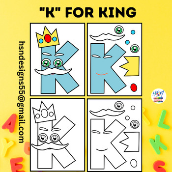 Preview of Alphabet Activity Craft : "K" for King | Uppercase Letter "K" Craft