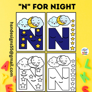 Preview of Alphabet Activity Craft : "N" for Night | Uppercase Letter "N" Craft