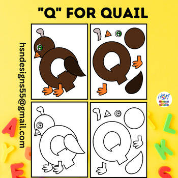 Preview of Alphabet Activity Craft : "Q" for Quail | Uppercase Letter "Q" Craft