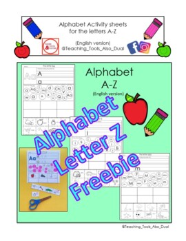 Preview of Alphabet Activity Sheets A-Z - Letter Z Freebie (English Phonics) Initial Sounds