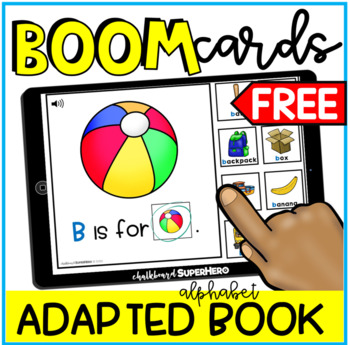 Preview of Alphabet Adapted Book: Letter "B" FREEBIE BOOM CARDS {distance learning}