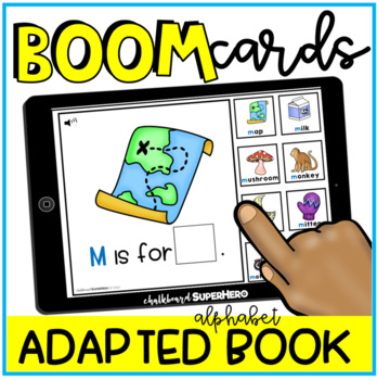 Preview of Alphabet Adapted Book: Letter "M" BOOM CARDS {distance learning}