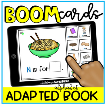 Preview of Alphabet Adapted Book: Letter "N" BOOM CARDS {distance learning}