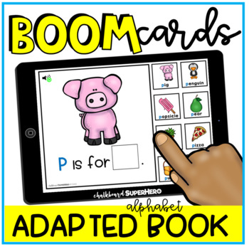 Preview of Alphabet Adapted Book: Letter "P" BOOM CARDS {distance learning}