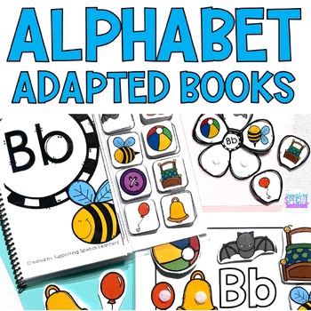 Preview of Alphabet Adapted Books Special Education with Sensory Bin Sorting Mats & Posters