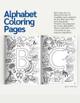 Preview of Alphabet Adventure Coloring Book - ABC Coloring Pages Bundle - Morning work